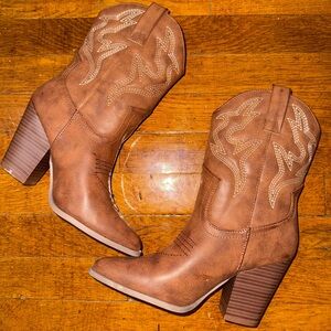 Brown Western Ankle Boots